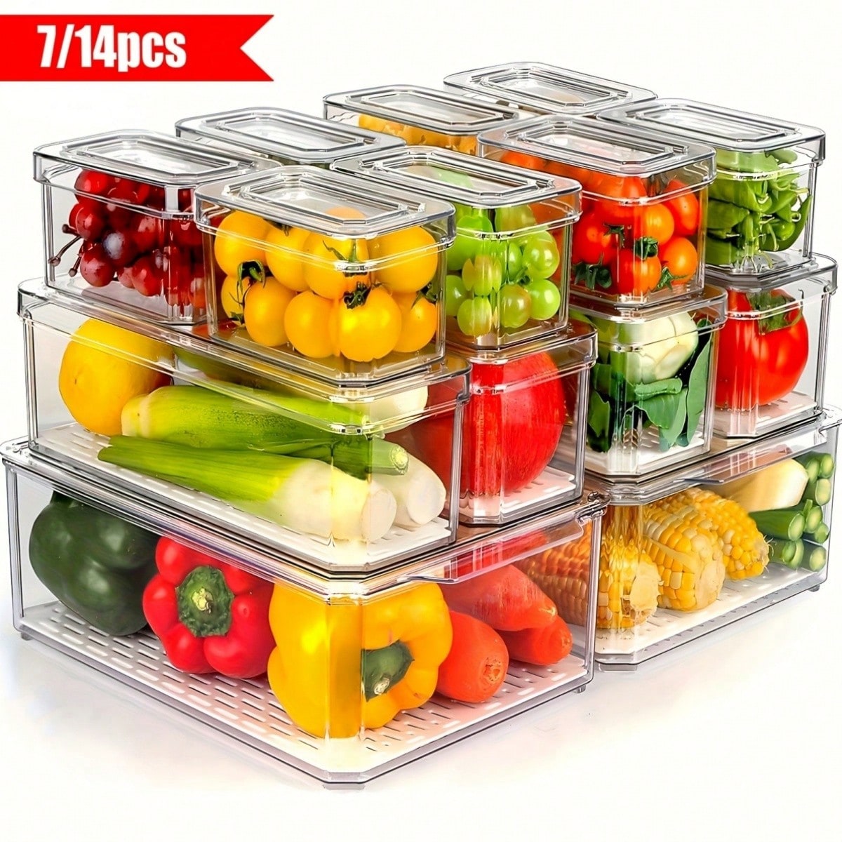 Food Storage Cabinet - 7/14 Paket Wadah Penyimpanan Makanan Dapat