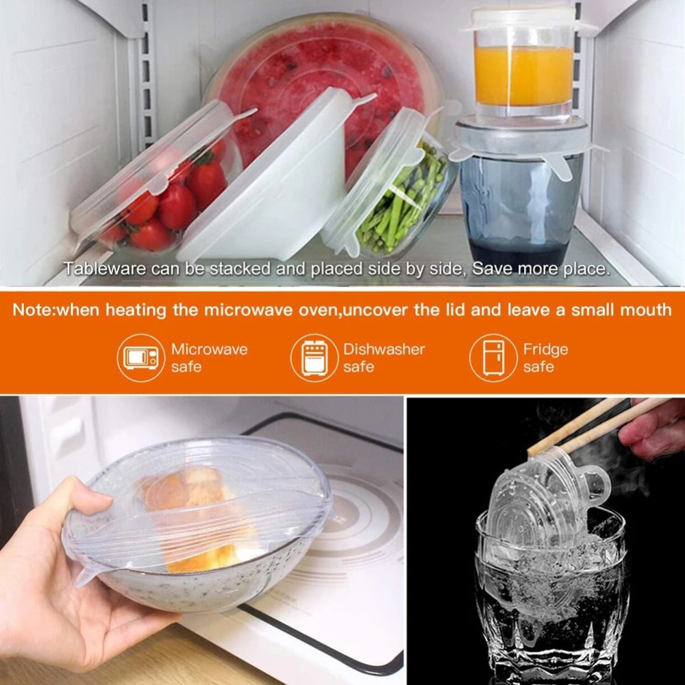 Silicone Stretch Lid - 6 Buah Penutup Makanan Dapat Digunakan