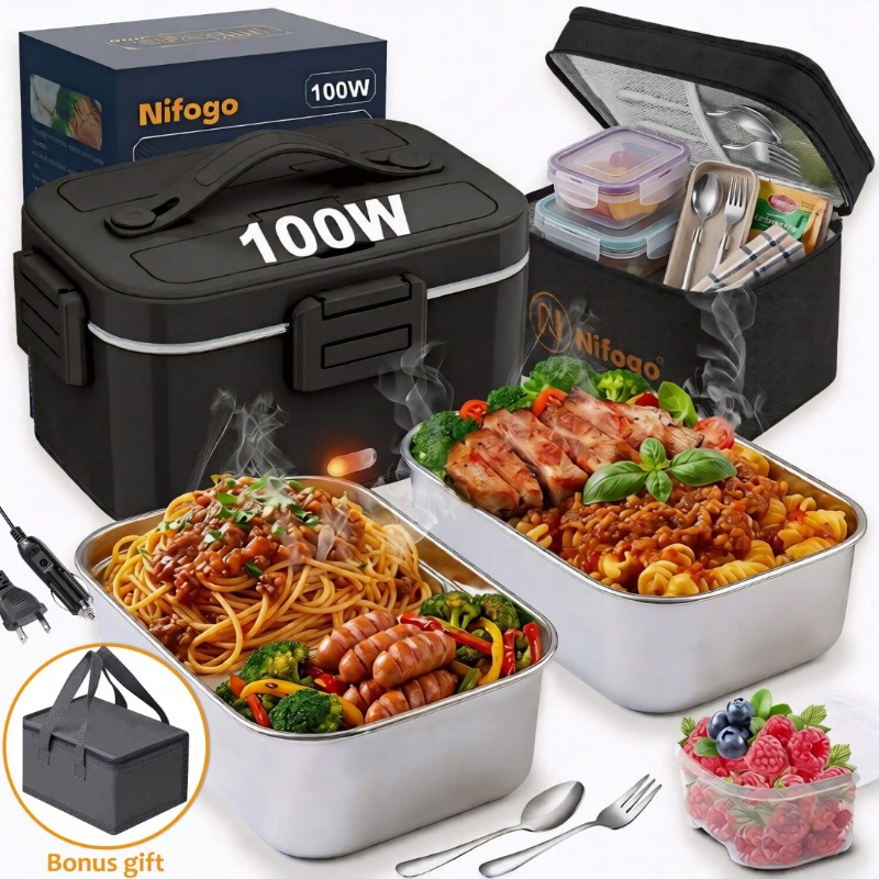 Food Storage Warmer - Kotak Makan Listrik Berpemanas 100W, Pemanas