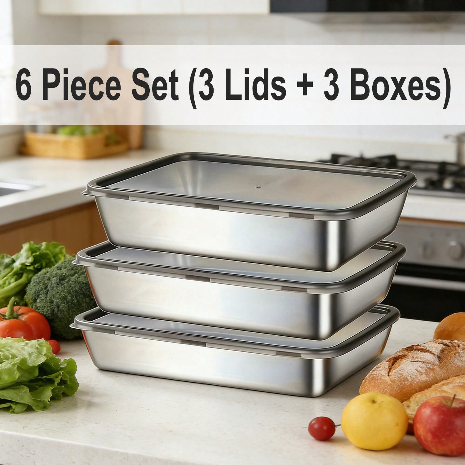 6pcs (3 Kotak + 3 Tutup) Set W - Food Storage Lunch Box ulasan dan harga