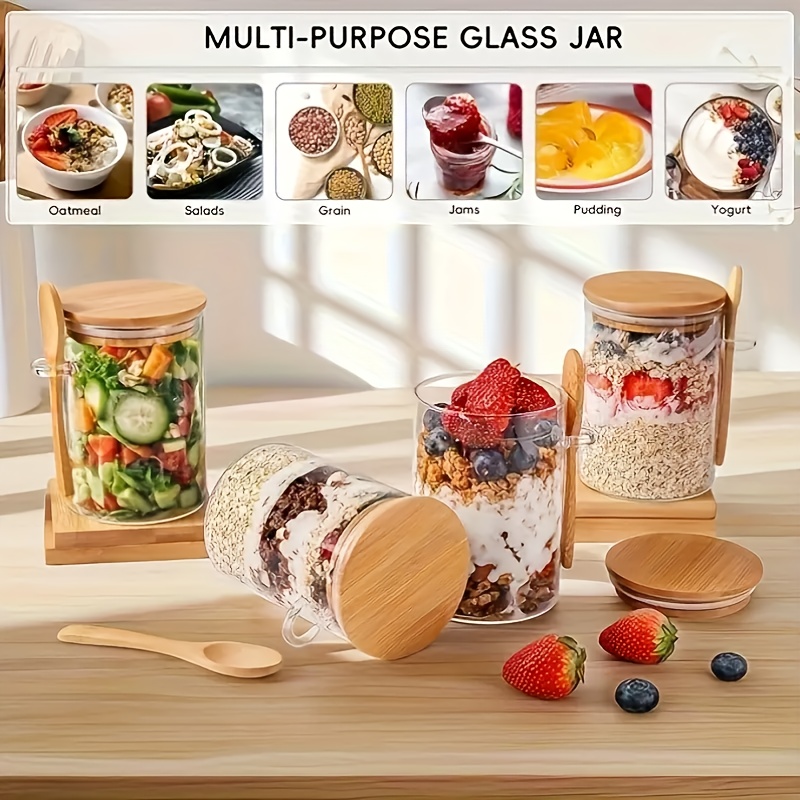 1/2/4/8Pcs Set Gelas Oatmeal,  - Food Storage Glass Jar ulasan dan harga
