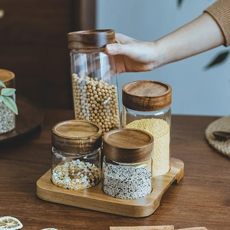 Wadah makanan tutup kayu, wada - Food Storage Glass Jar ulasan dan harga