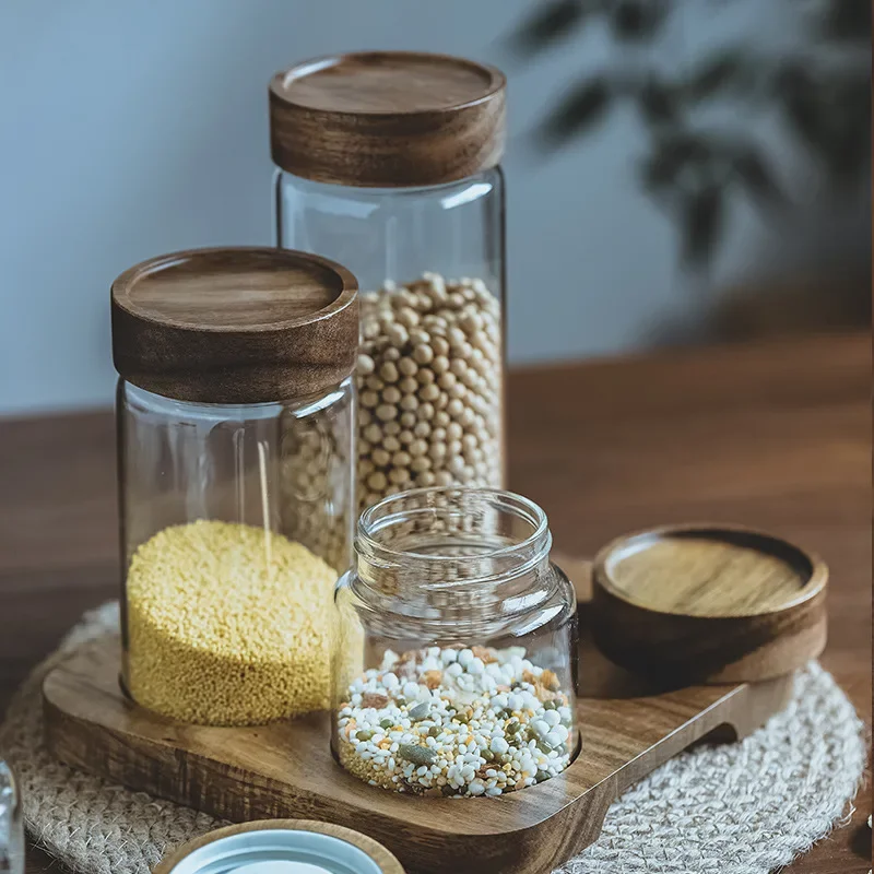 Wadah makanan tutup kayu, wada - Food Storage Glass Jar ulasan dan harga