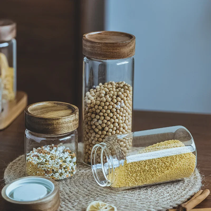 Wadah makanan tutup kayu, wada - Food Storage Glass Jar ulasan dan harga
